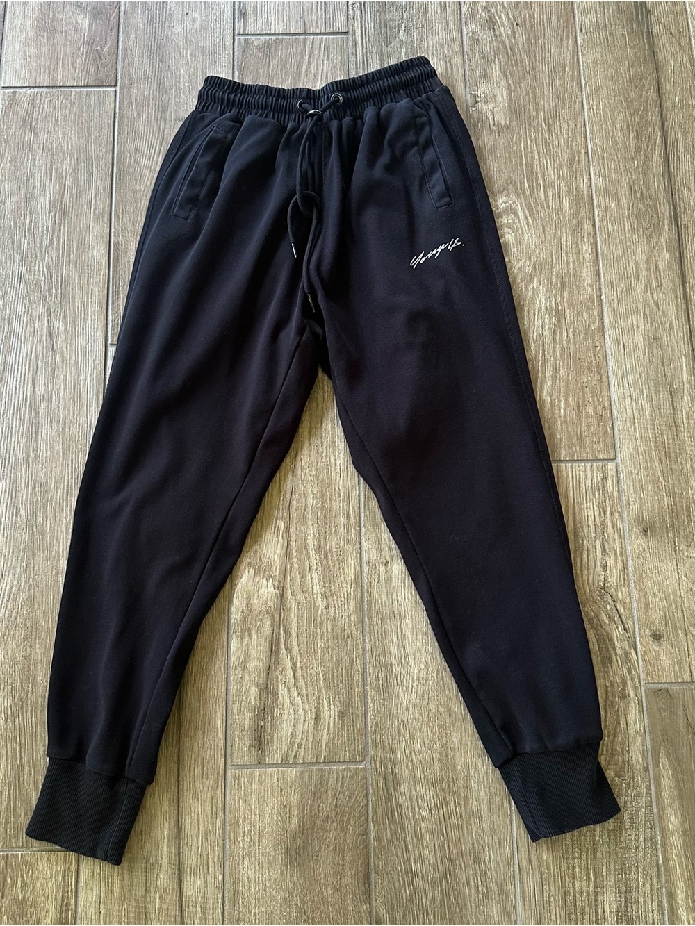 YoungLA Black Slim Fit Joggers with Script Logo size Medium